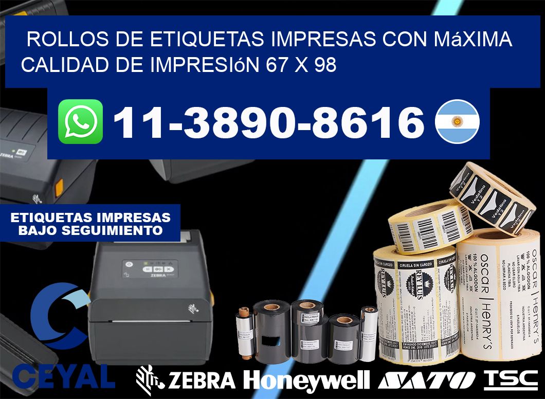 rollos de etiquetas impresas con máxima calidad de impresión 67 x 98