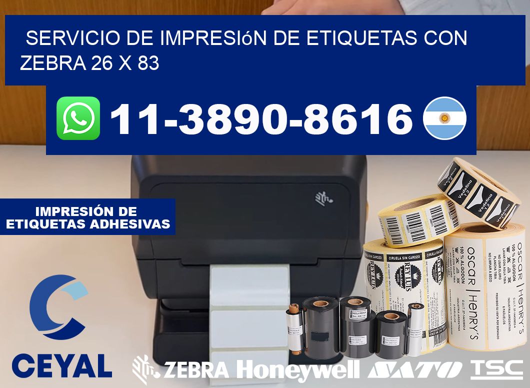 servicio de impresión de etiquetas con Zebra 26 x 83