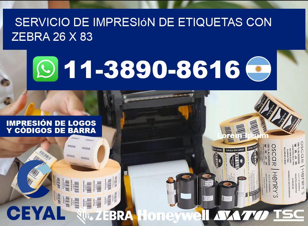 servicio de impresión de etiquetas con Zebra 26 x 83