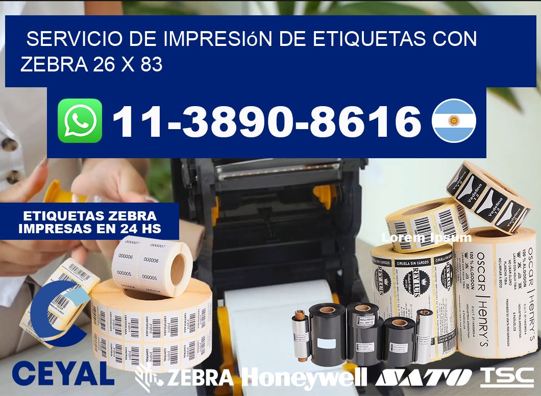 servicio de impresión de etiquetas con Zebra 26 x 83