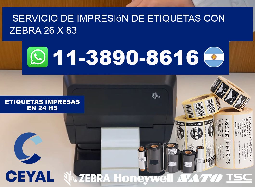 servicio de impresión de etiquetas con Zebra 26 x 83