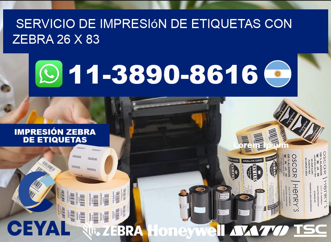 servicio de impresión de etiquetas con Zebra 26 x 83