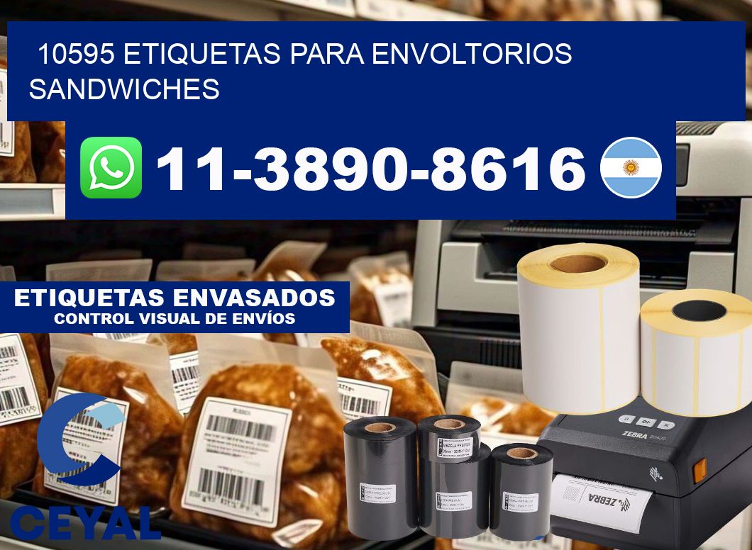 10595 etiquetas para envoltorios sandwiches