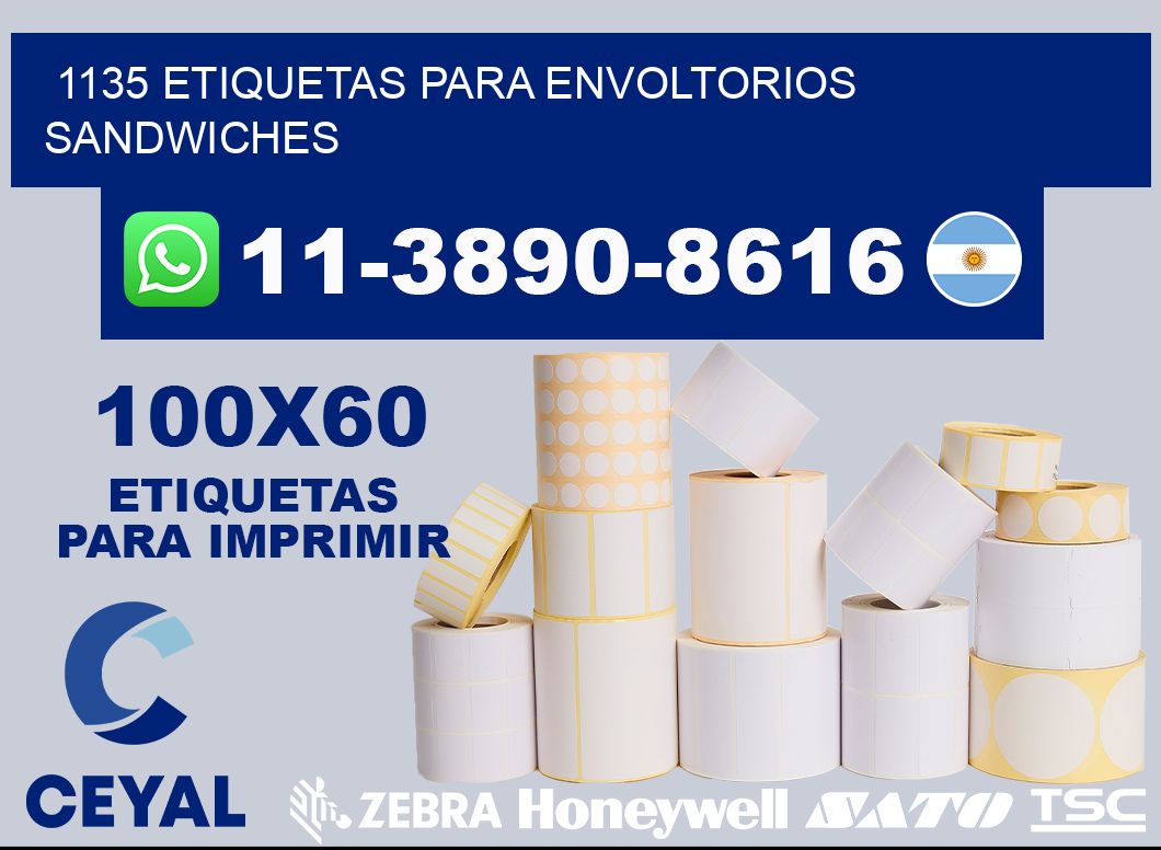 1135 etiquetas para envoltorios sandwiches