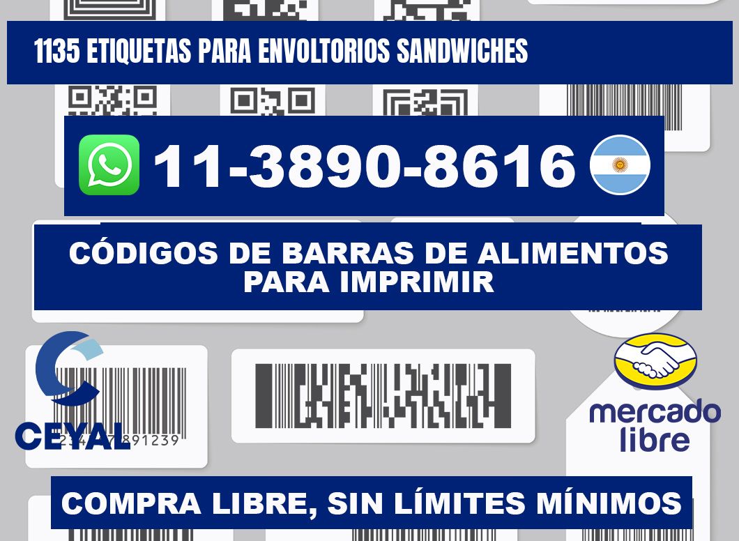 1135 etiquetas para envoltorios sandwiches