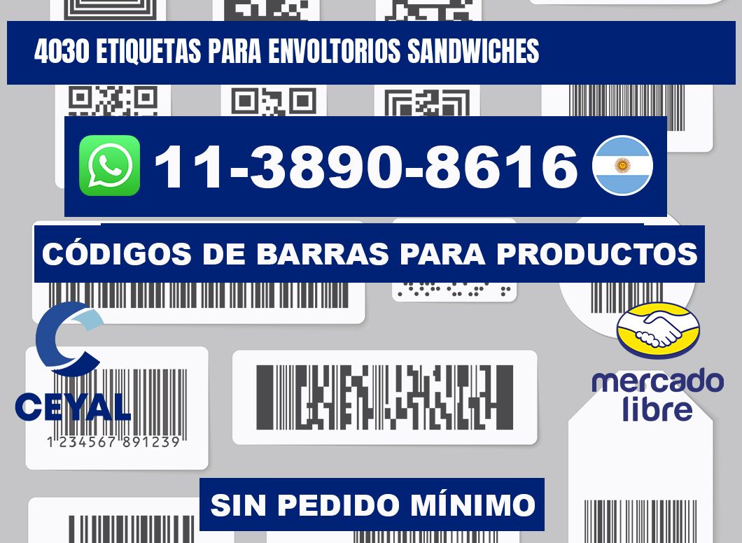 4030 etiquetas para envoltorios sandwiches