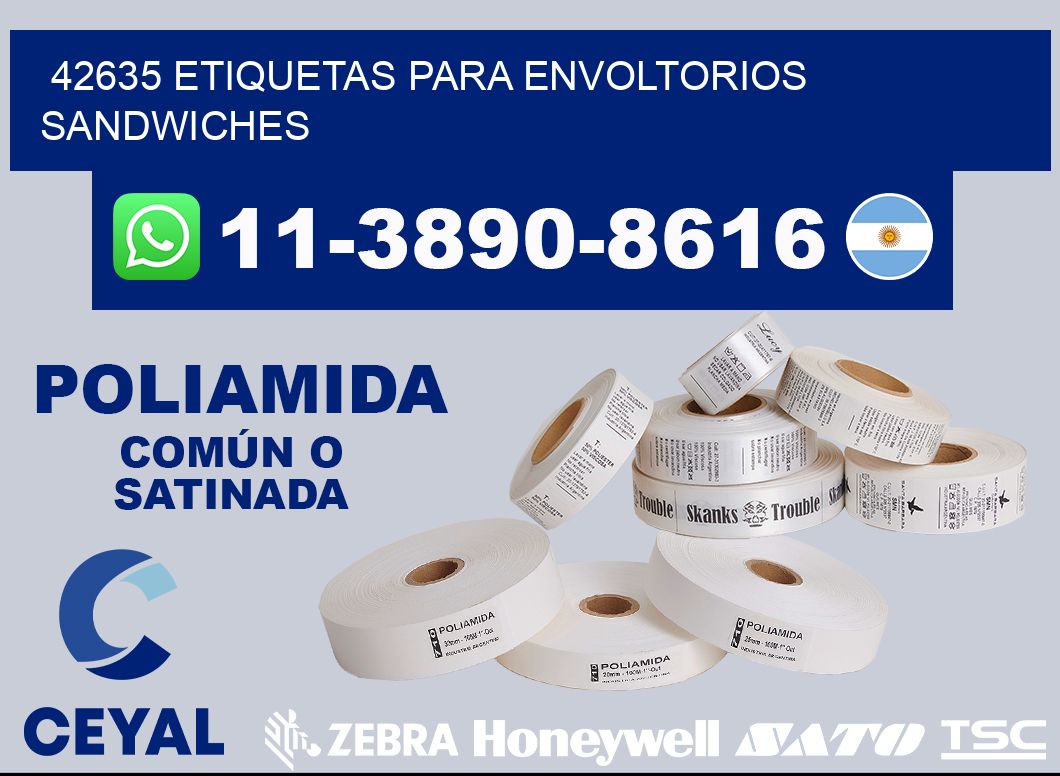 42635 etiquetas para envoltorios sandwiches