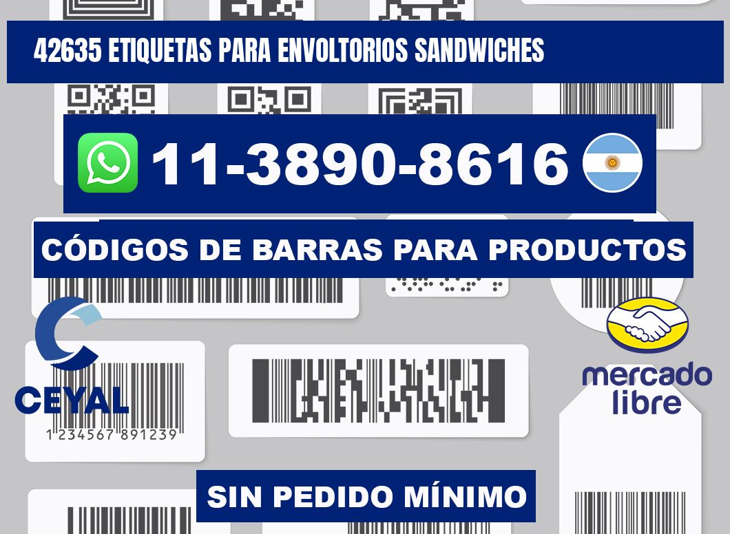 42635 etiquetas para envoltorios sandwiches