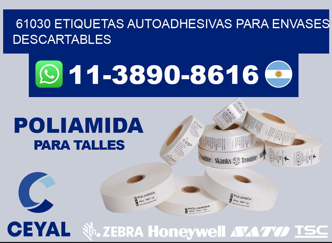 61030 etiquetas autoadhesivas para envases descartables