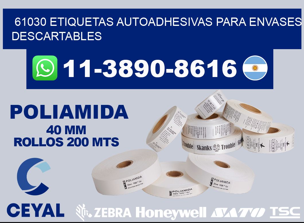 61030 etiquetas autoadhesivas para envases descartables