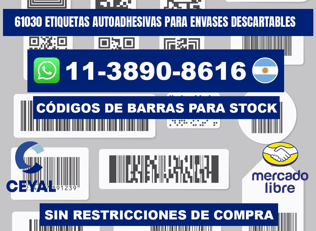 61030 etiquetas autoadhesivas para envases descartables