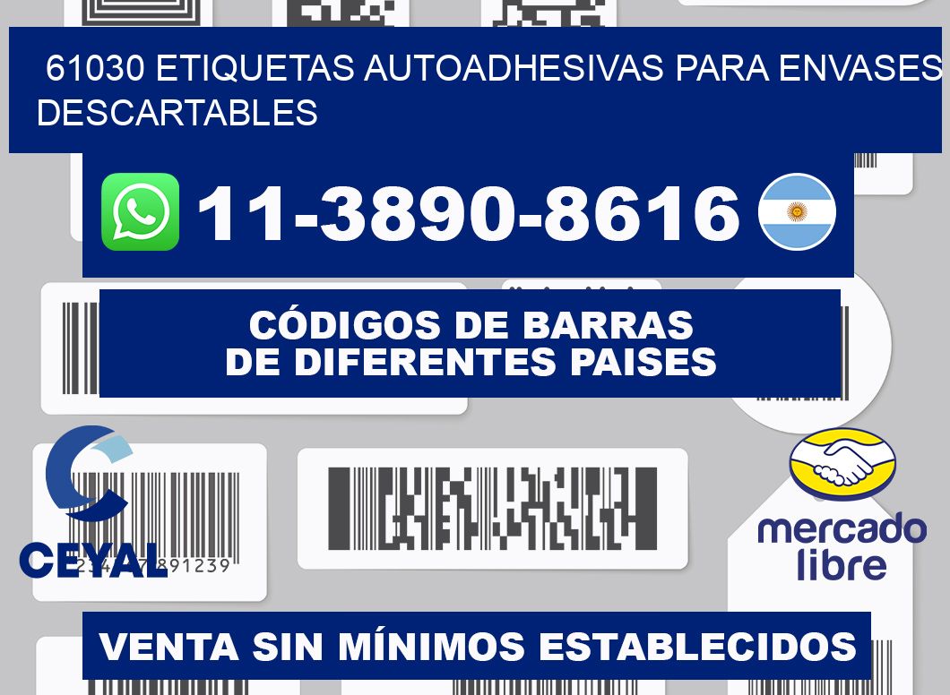 61030 etiquetas autoadhesivas para envases descartables