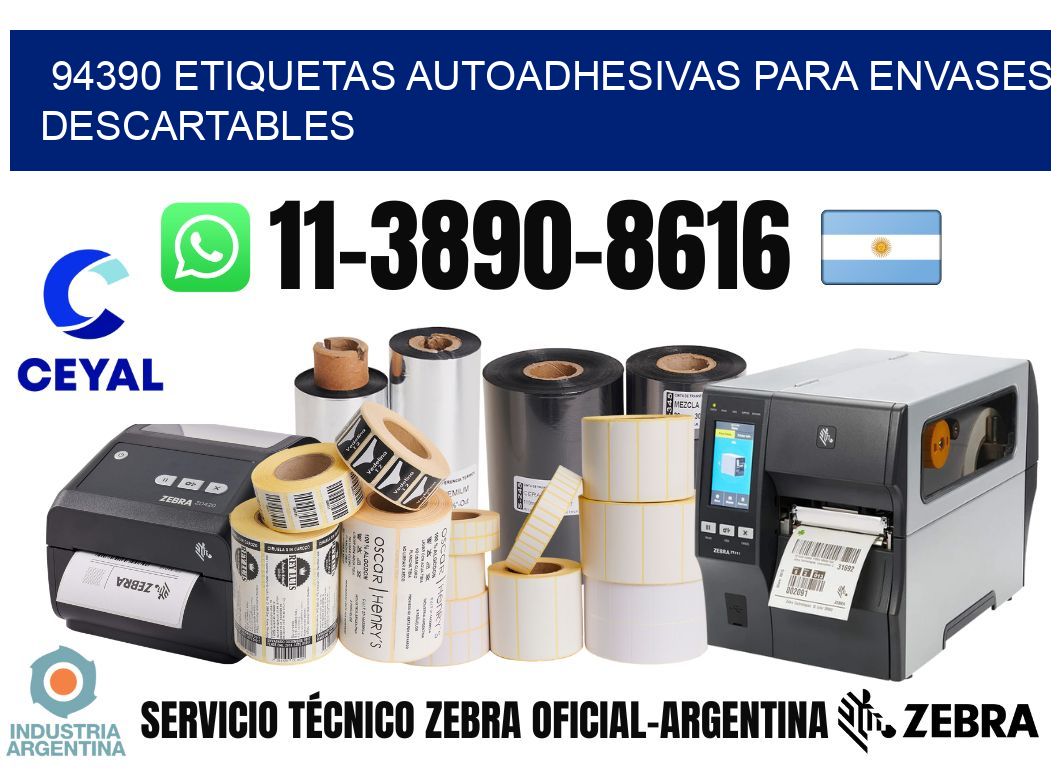 94390 etiquetas autoadhesivas para envases descartables