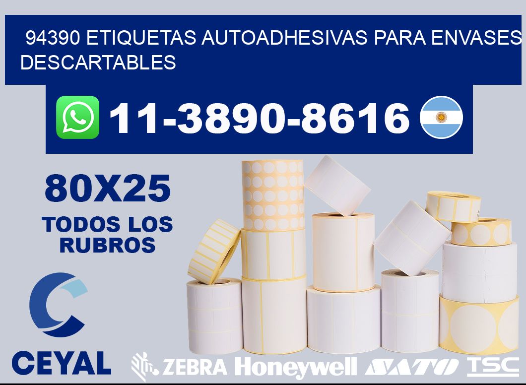 94390 etiquetas autoadhesivas para envases descartables