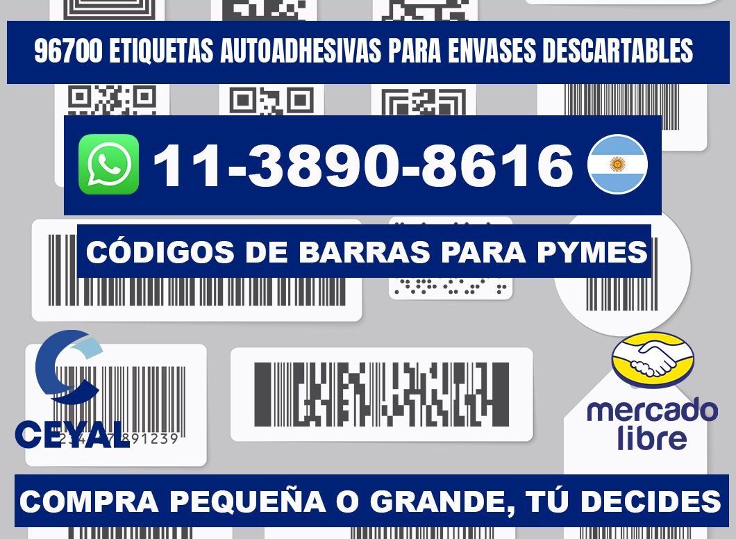 96700 etiquetas autoadhesivas para envases descartables