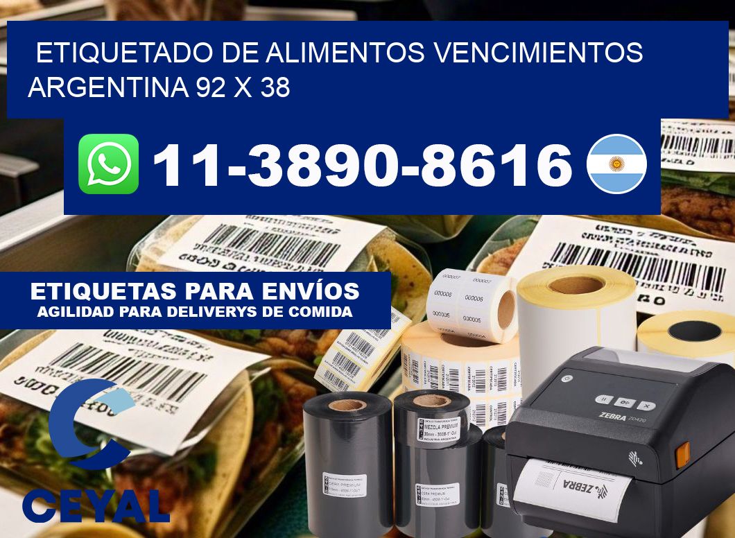 Etiquetado de alimentos vencimientos Argentina 92 x 38