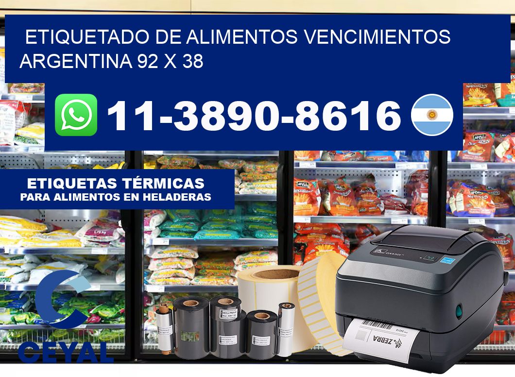 Etiquetado de alimentos vencimientos Argentina 92 x 38