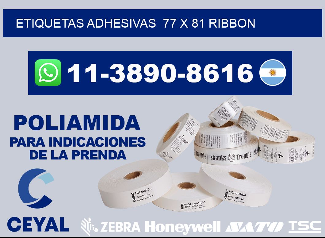Etiquetas adhesivas  77 x 81 ribbon