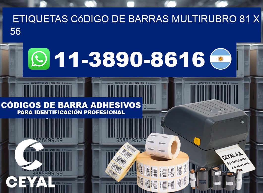 Etiquetas código de barras multirubro 81 x 56