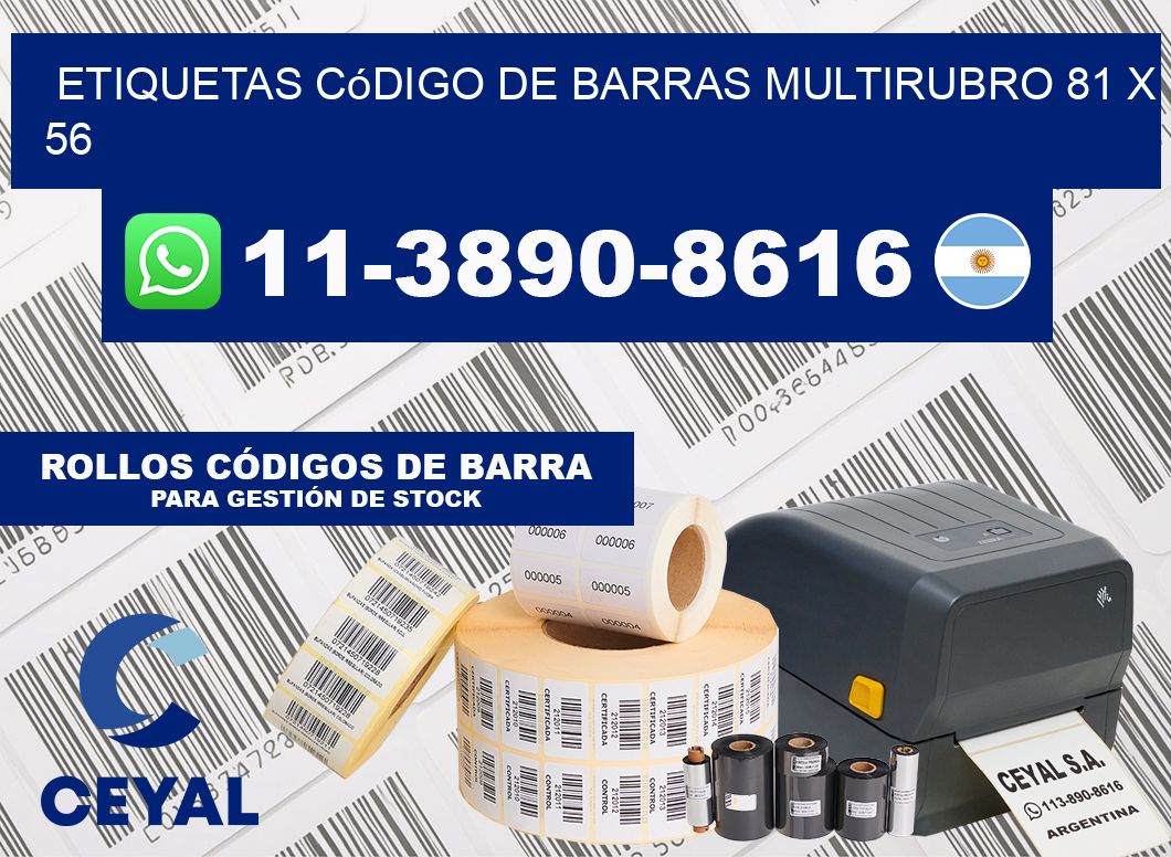 Etiquetas código de barras multirubro 81 x 56