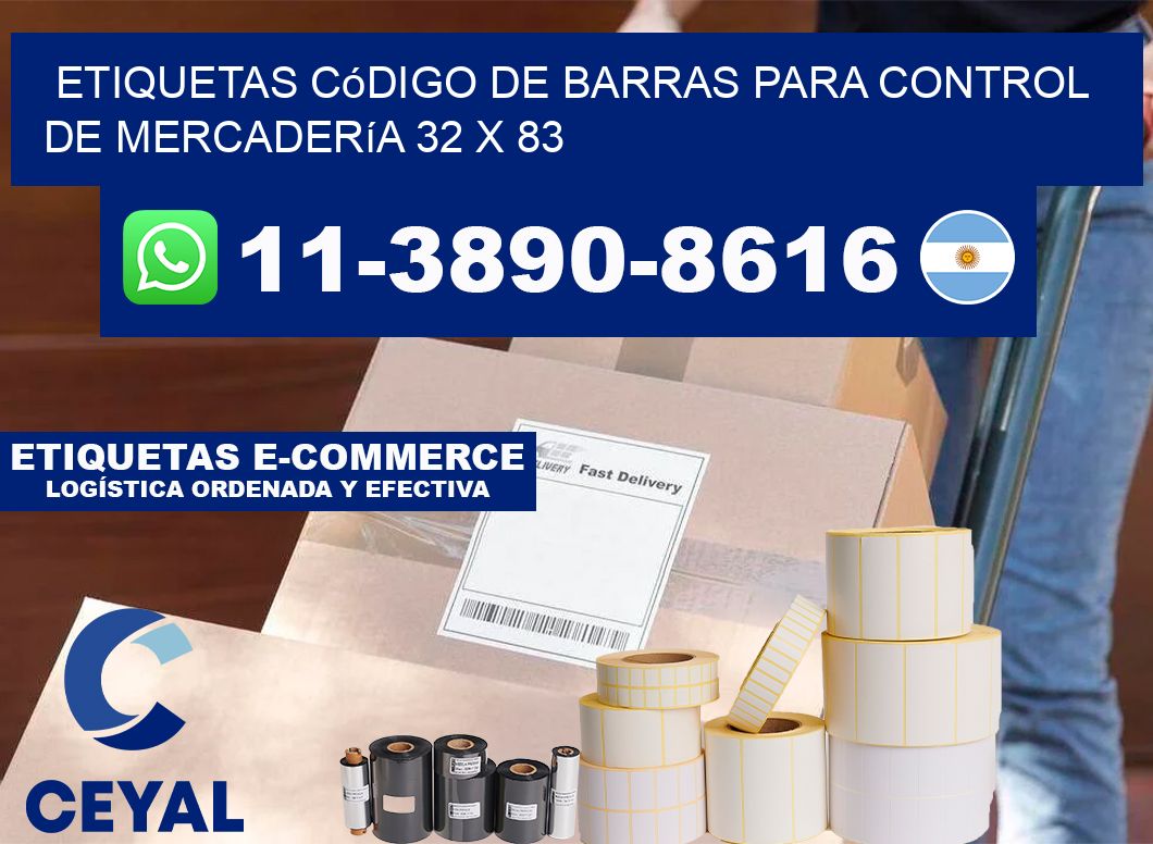 Etiquetas código de barras para control de mercadería 32 x 83