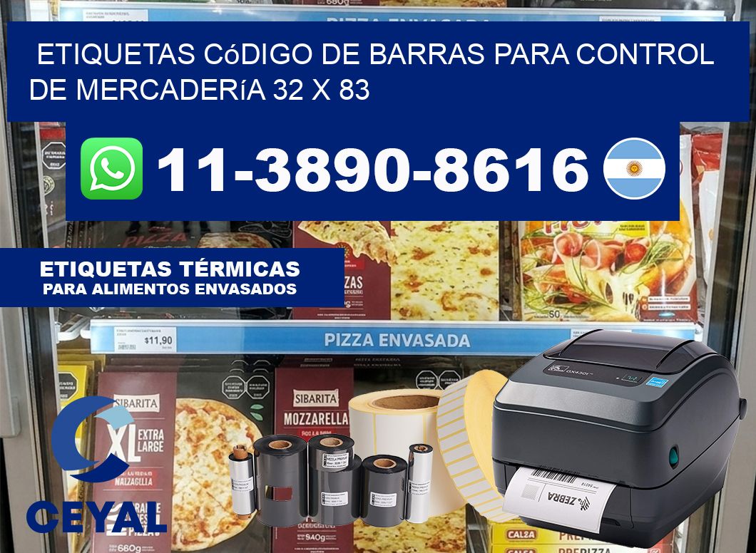 Etiquetas código de barras para control de mercadería 32 x 83
