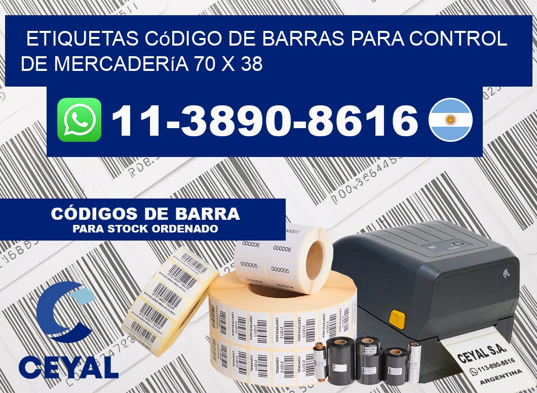 Etiquetas código de barras para control de mercadería 70 x 38