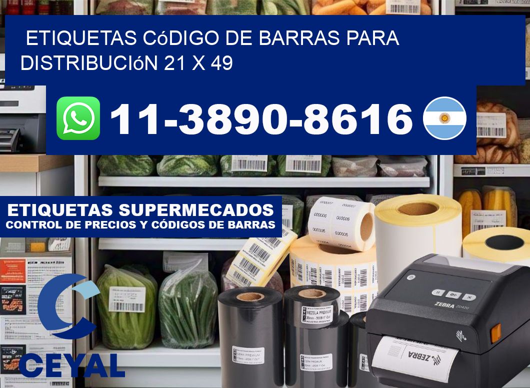 Etiquetas código de barras para distribución 21 x 49