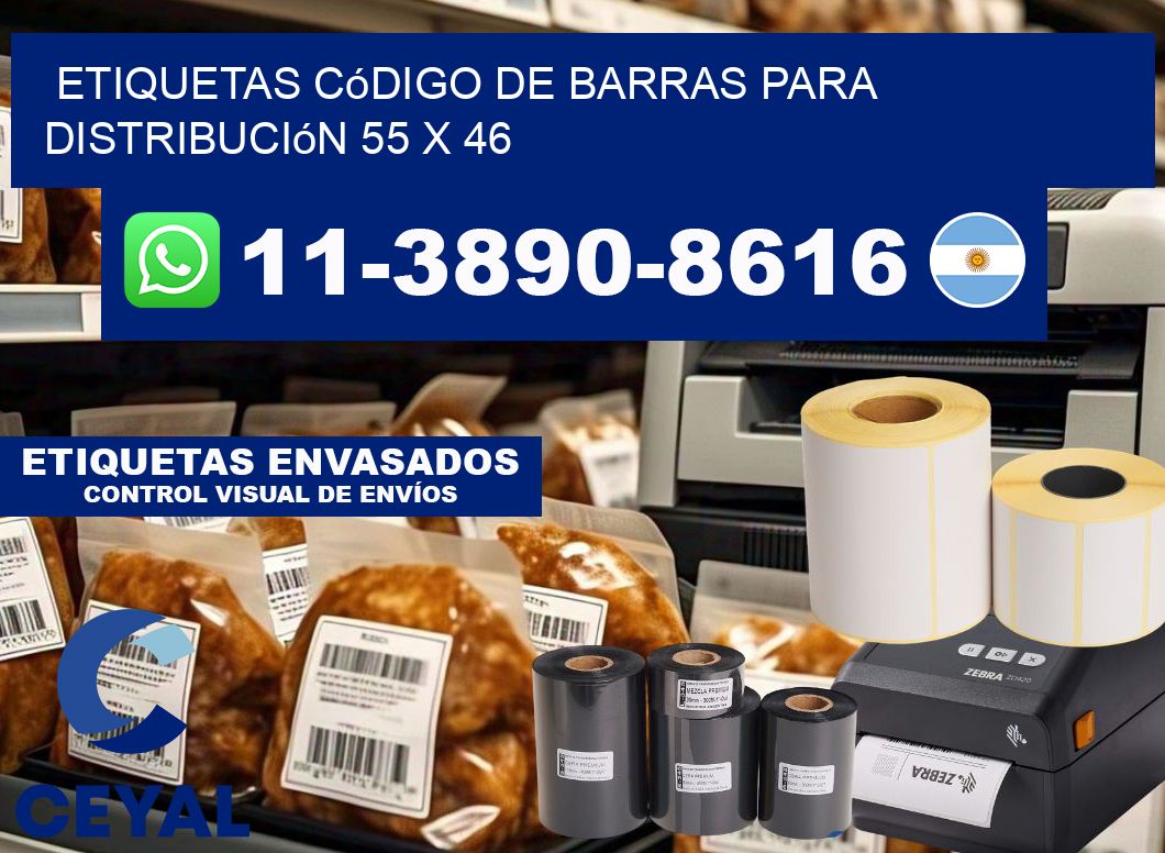 Etiquetas código de barras para distribución 55 x 46
