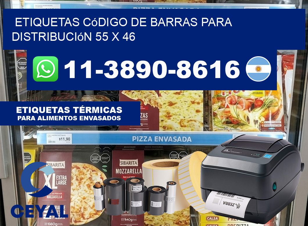 Etiquetas código de barras para distribución 55 x 46