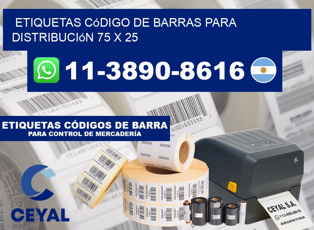 Etiquetas código de barras para distribución 75 x 25