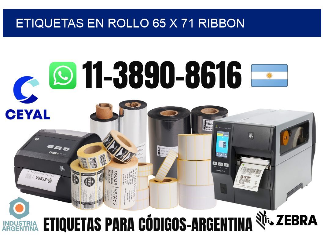 Etiquetas en rollo 65 x 71 ribbon