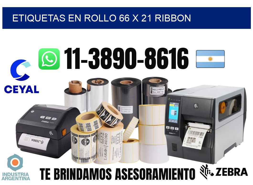 Etiquetas en rollo 66 x 21 ribbon