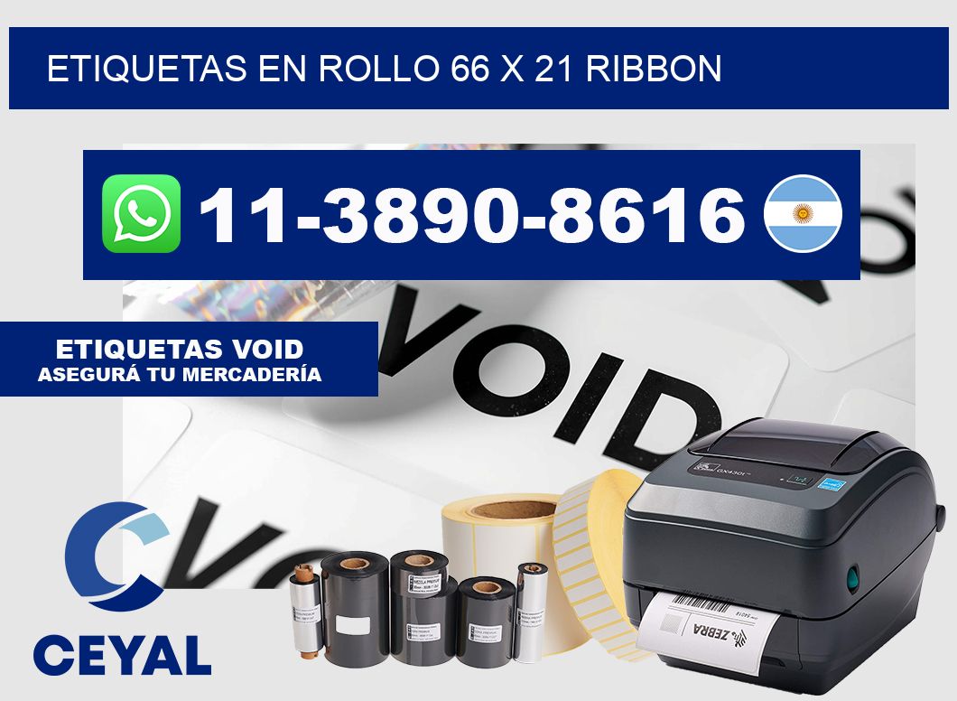 Etiquetas en rollo 66 x 21 ribbon