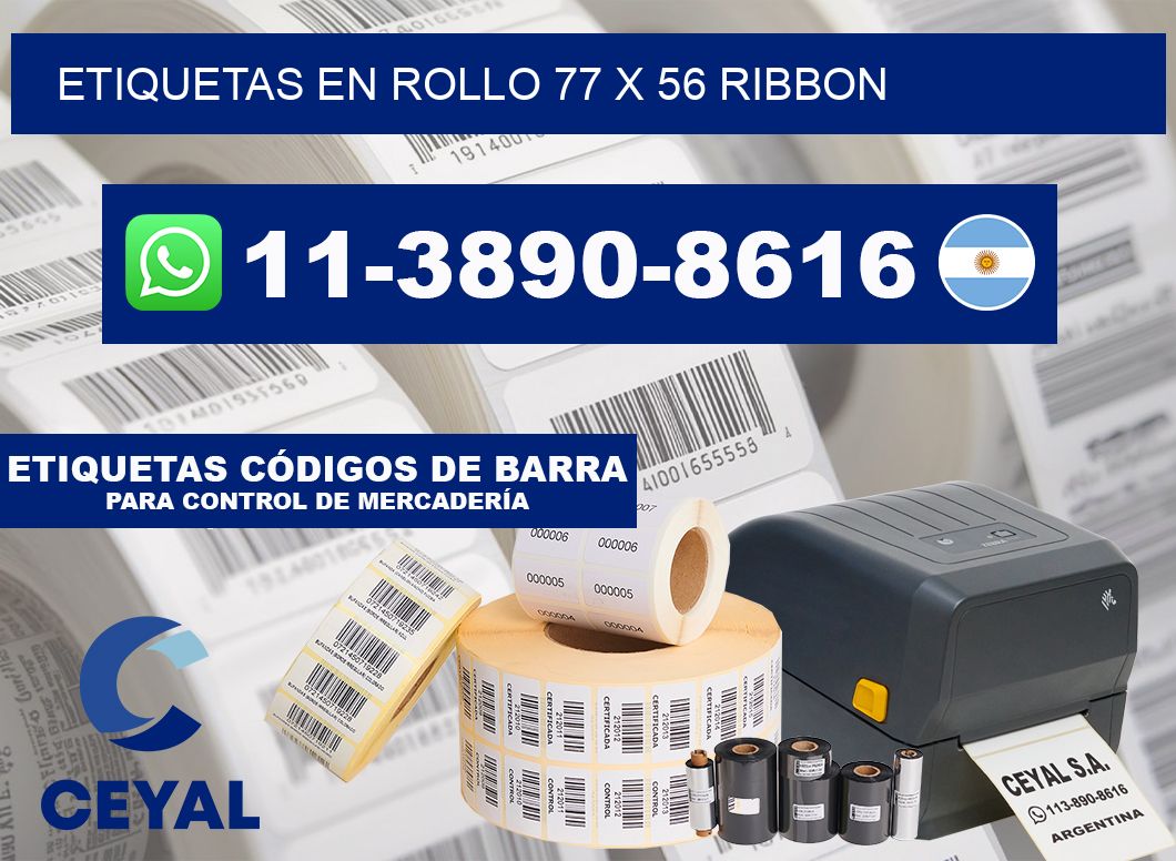 Etiquetas en rollo 77 x 56 ribbon