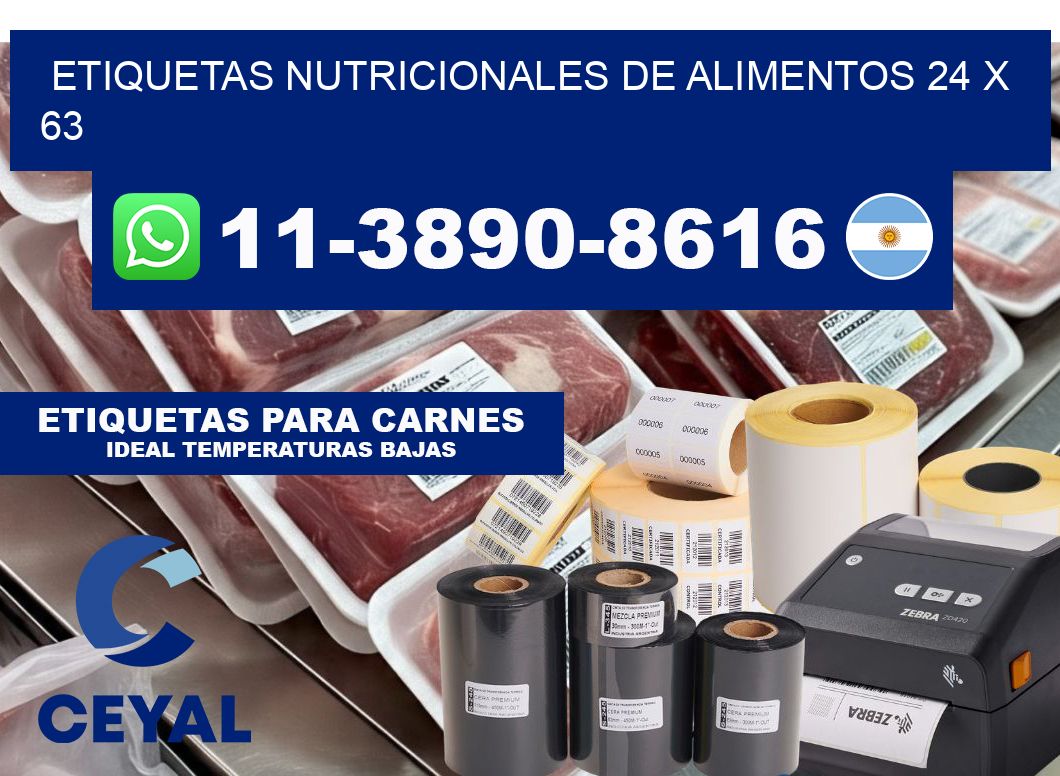 Etiquetas nutricionales de alimentos 24 x 63