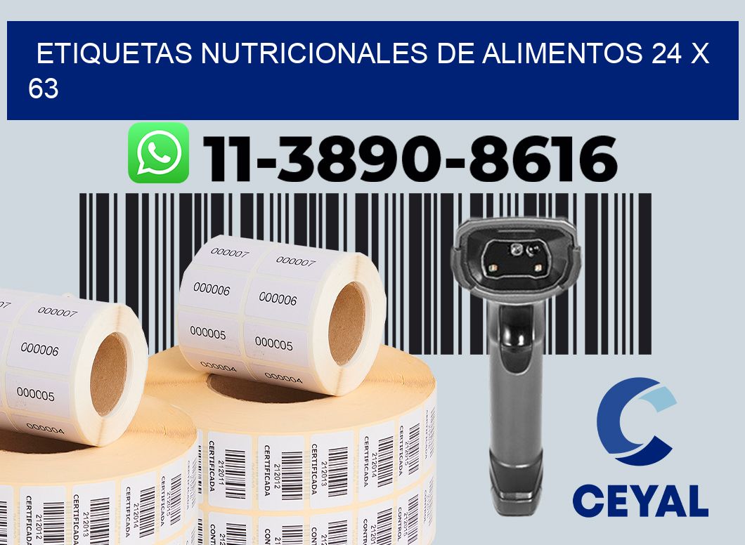 Etiquetas nutricionales de alimentos 24 x 63