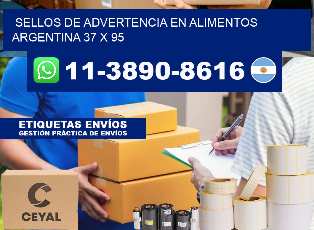 Sellos de advertencia en Alimentos argentina 37 x 95
