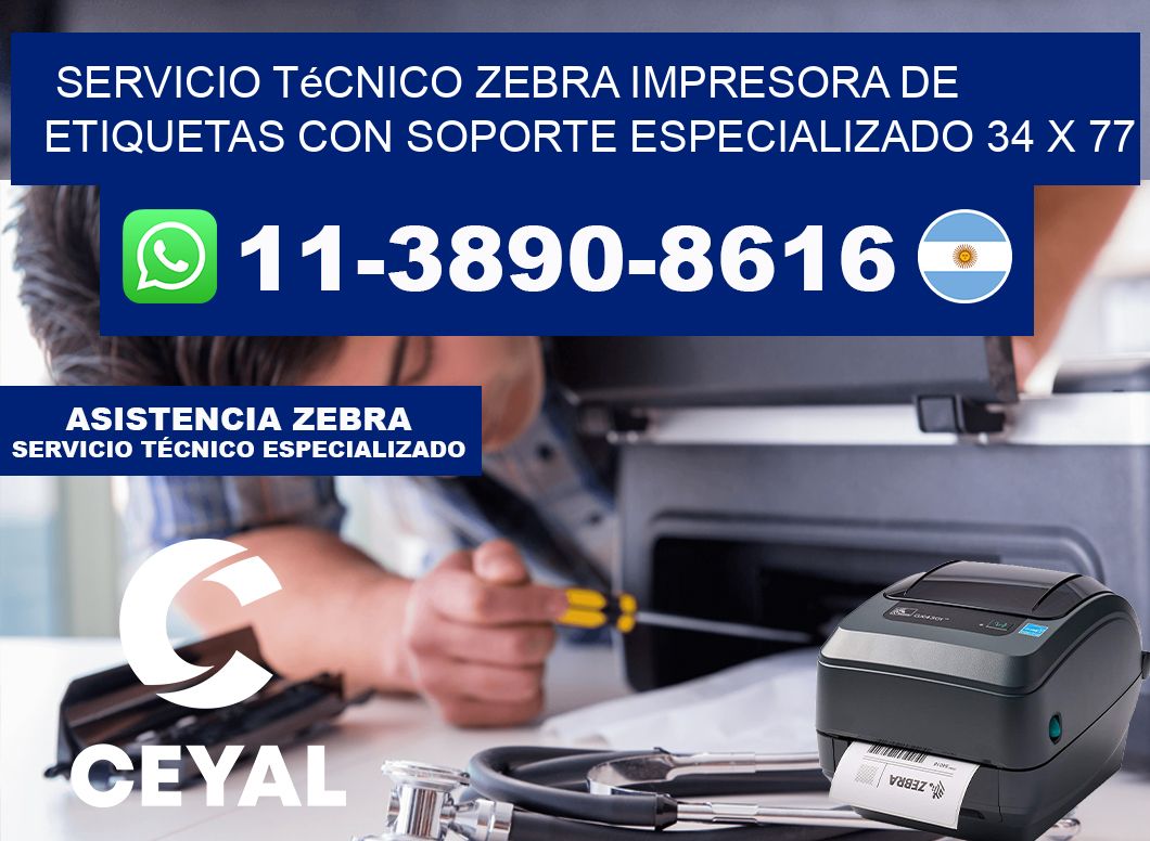 Servicio Técnico Zebra Impresora de Etiquetas con Soporte Especializado 34 x 77