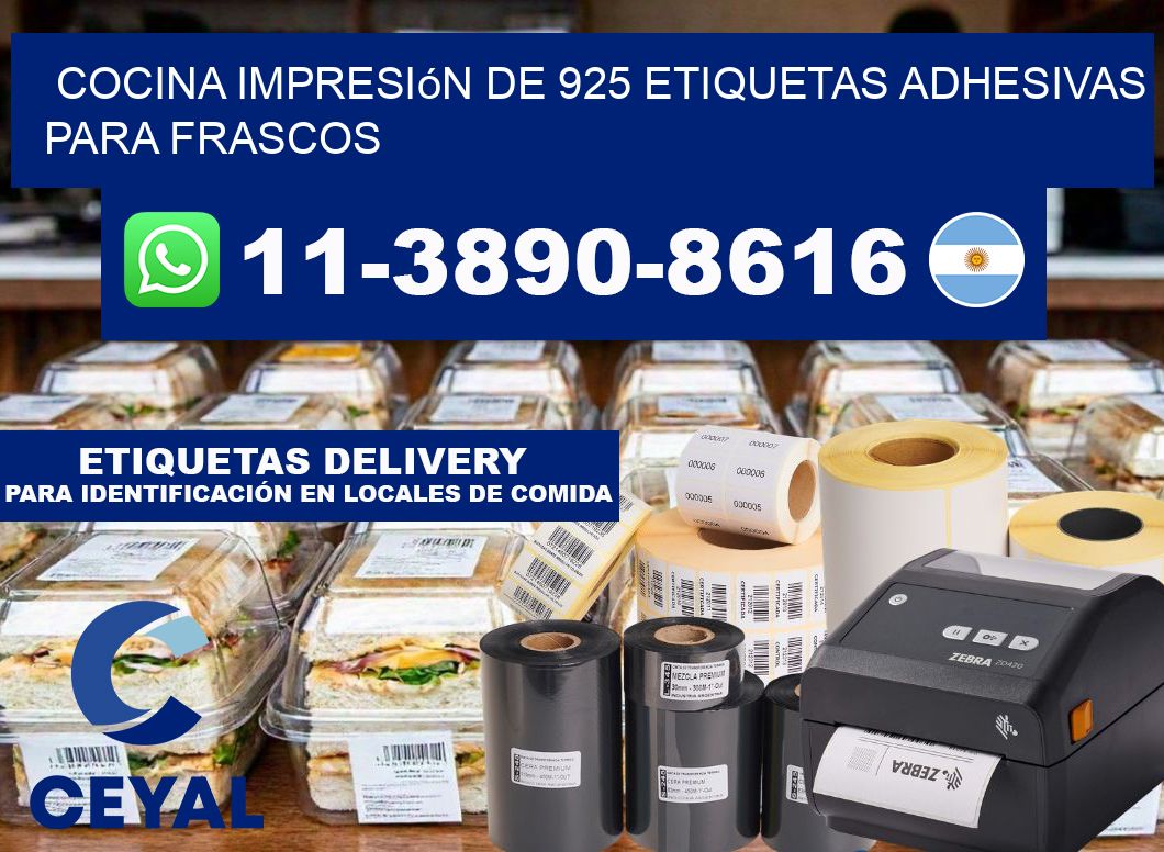 cocina impresión de 925 etiquetas adhesivas para frascos