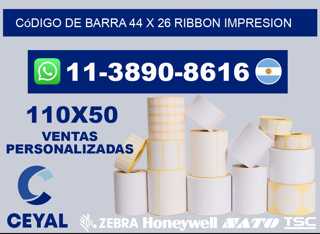 código de barra 44 x 26 ribbon impresion