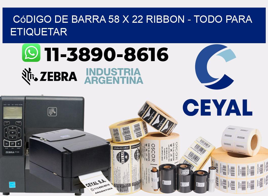 código de barra 58 x 22 ribbon - Todo para Etiquetar