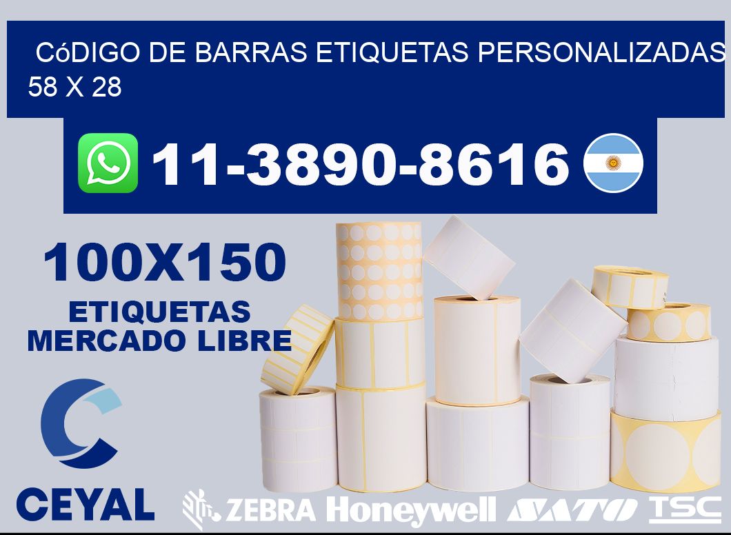 código de barras etiquetas personalizadas 58 x 28