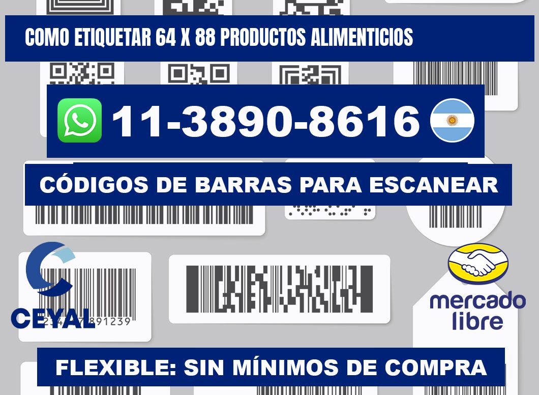 como etiquetar 64 x 88 productos alimenticios