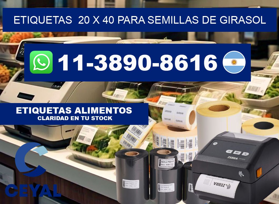 etiquetas  20 x 40 para Semillas de girasol