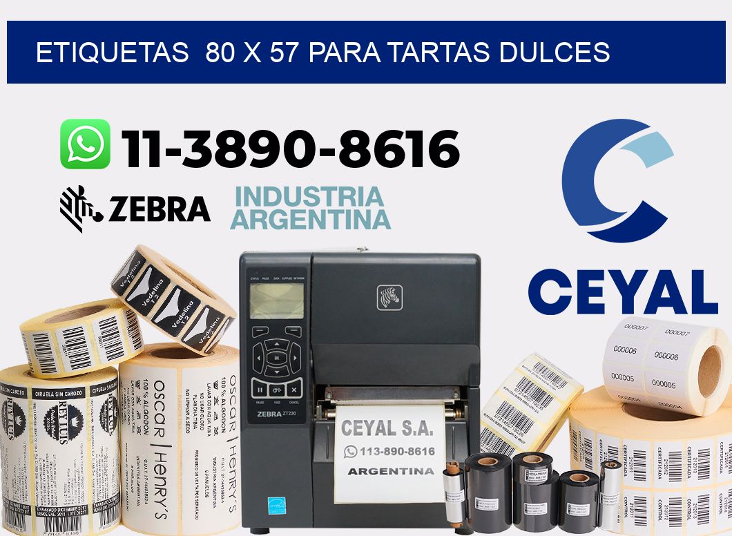 etiquetas  80 x 57 para Tartas dulces