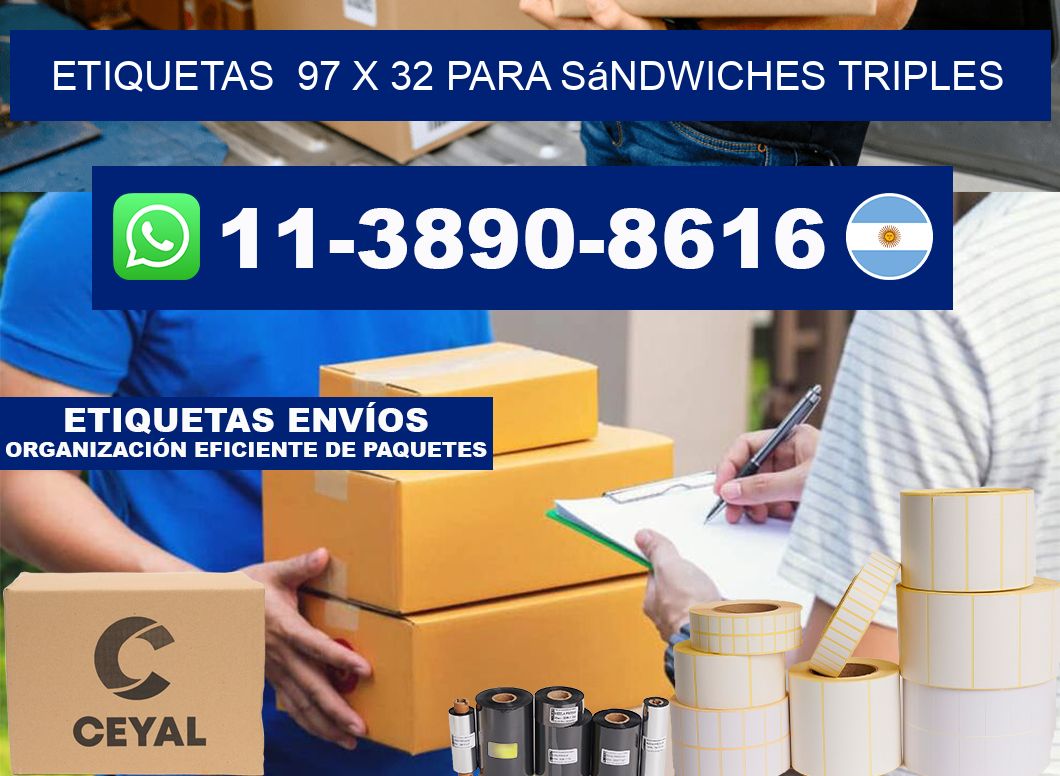 etiquetas  97 x 32 para Sándwiches triples