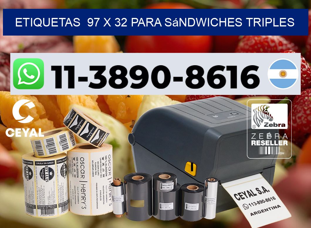 etiquetas  97 x 32 para Sándwiches triples