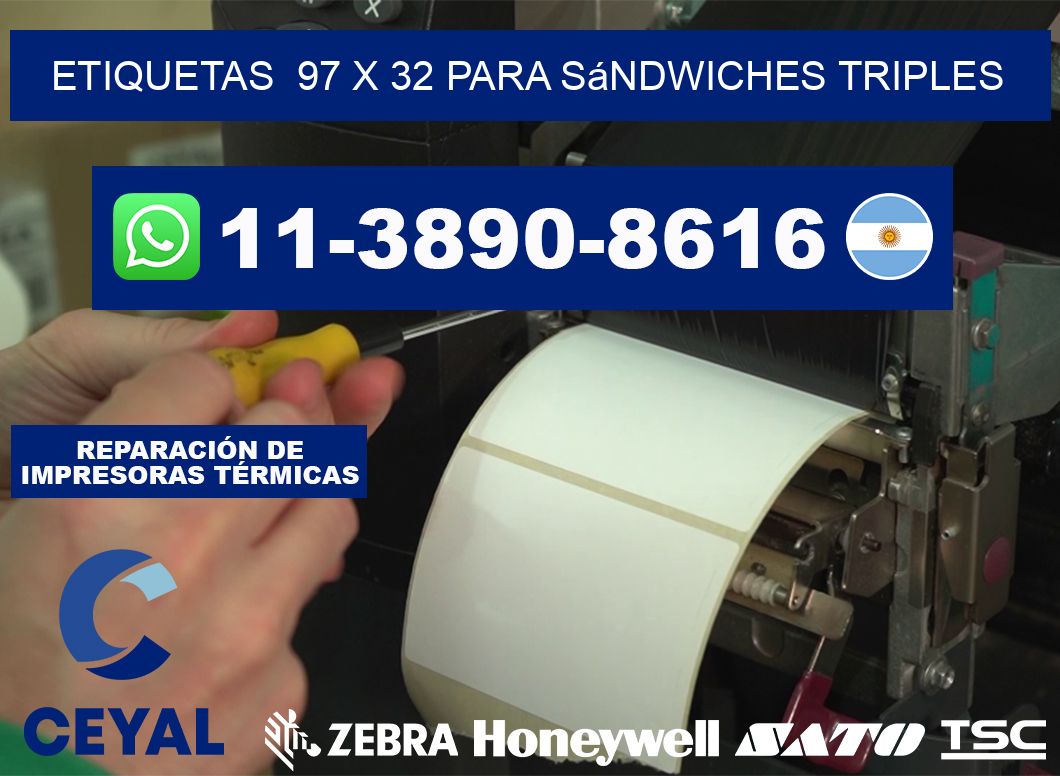 etiquetas  97 x 32 para Sándwiches triples