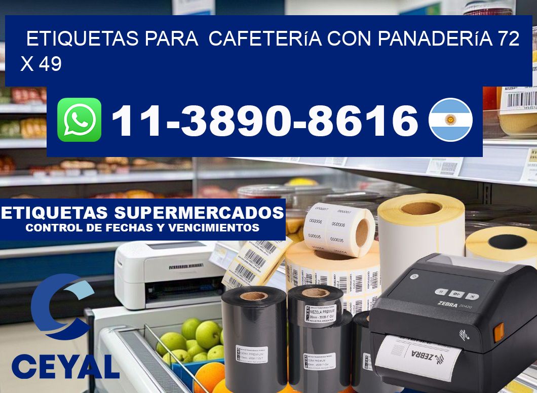 etiquetas para  Cafetería con panadería 72 x 49